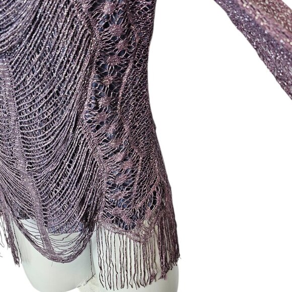 Damianou Vintage Fringe Metallic Long Sleeve Top, Fairycore, Whimsy, Size medium - Picture 5 of 8